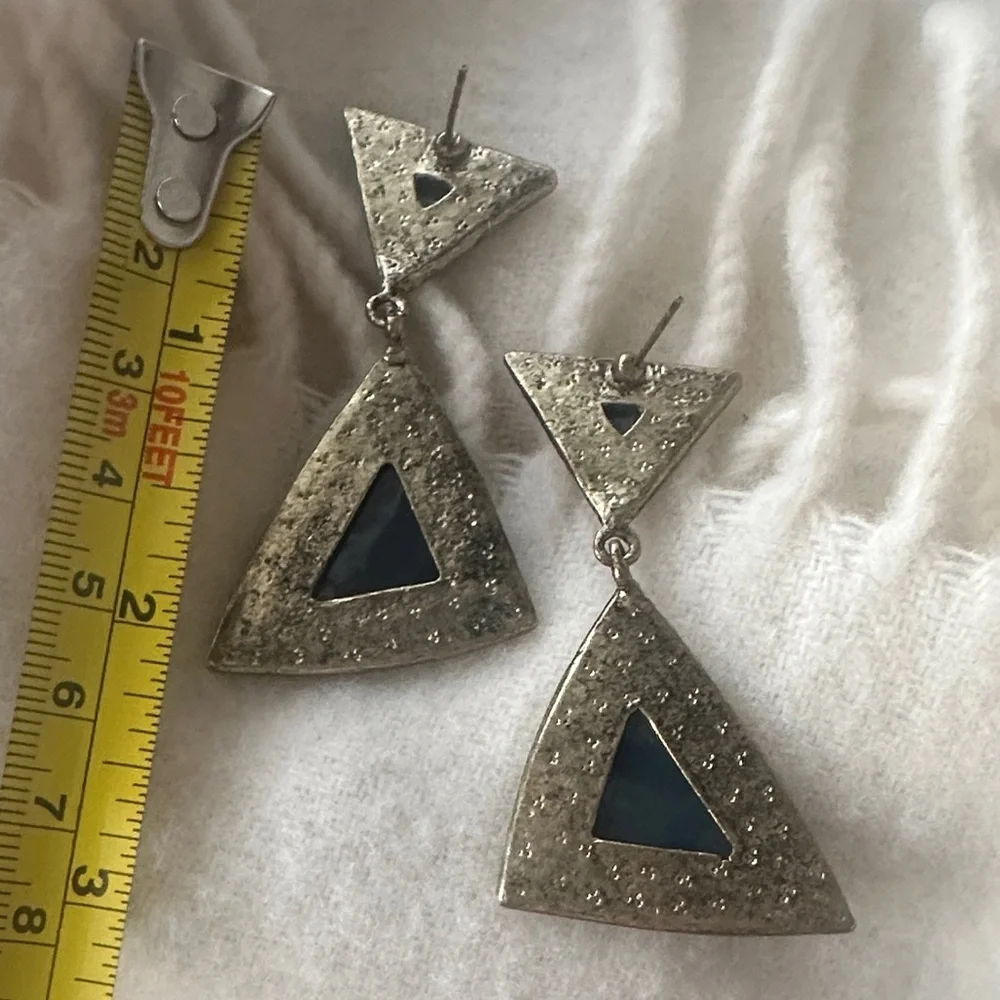 Oversized Geometric Faceted Drop Earrings